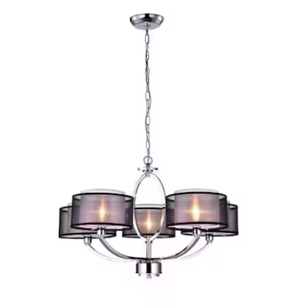 HD Direct 5-Light Polished Black Modern/Contemporary Chandelier
