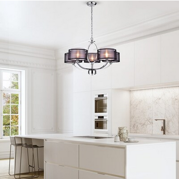 HD Direct 5-Light Polished Black Modern/Contemporary Chandelier