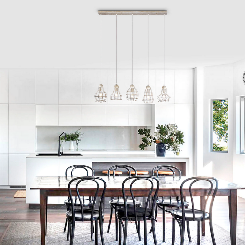 HD Direct Camaret 5-Light Kitchen Island Pendant - Antique Silver