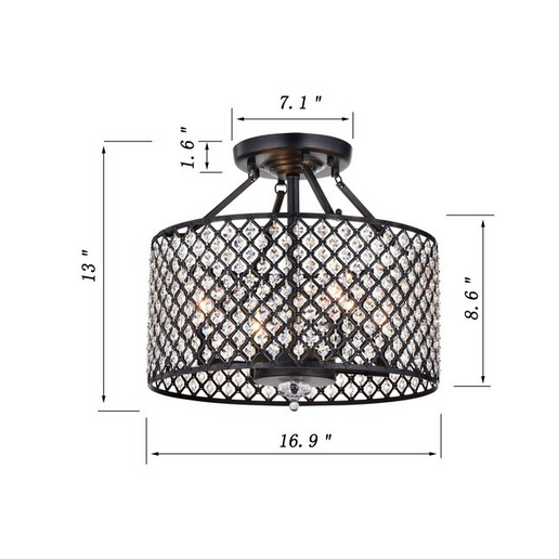HD Direct 16.9-in Antique Bronze/Clear Metal Ceiling Light Mount
