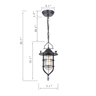 HD Direct 1 Light Black Shaded Pendant Light