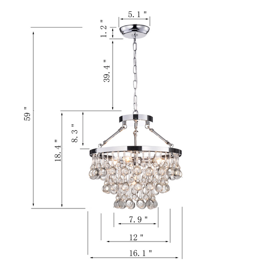 HD Direct 5-Light Tiered Chandelier - Chrome