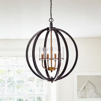 HD Direct 4-Light Light Black Globe Chandelier