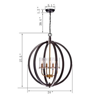 HD Direct 4-Light Light Black Globe Chandelier