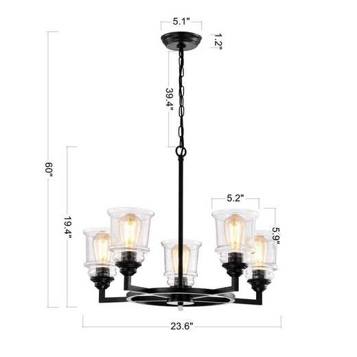HD Direct 5-Light Black Wheel Chandelier