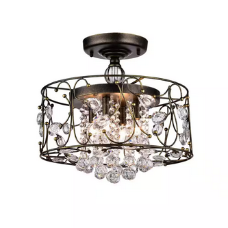 HD Direct 16 in. 4-Light Black Brushed Gold Semi-Flush Mount