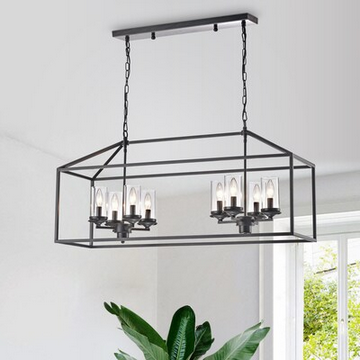 HD Direct 8 -Light Brushed Black Modern/Contemporary Chandelier