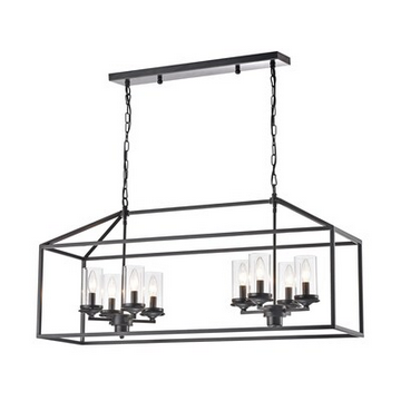 HD Direct 8 -Light Brushed Black Modern/Contemporary Chandelier