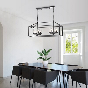 HD Direct 8 -Light Brushed Black Modern/Contemporary Chandelier