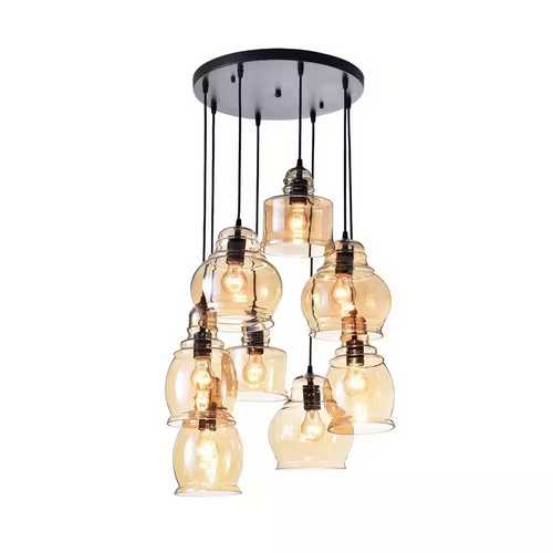 HD Direct 8-Light Black/Brown Cluster Pendant.