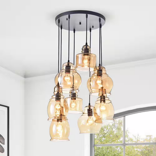 HD Direct 8-Light Black/Brown Cluster Pendant.