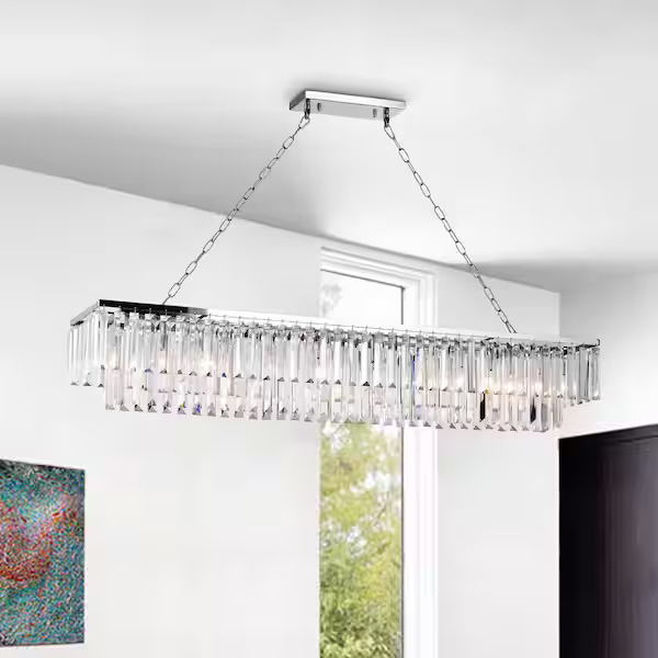 HD Direct 8-Light Chrome Rectangular Chandelier