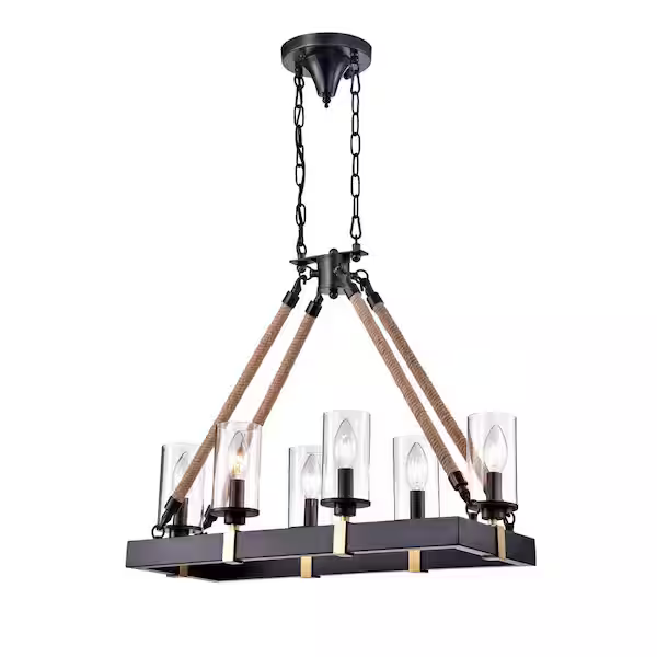 HD Direct 6-Light Coffee Black Candle Style Chandelier