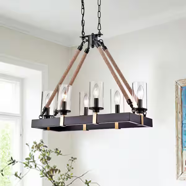 HD Direct 6-Light Coffee Black Candle Style Chandelier