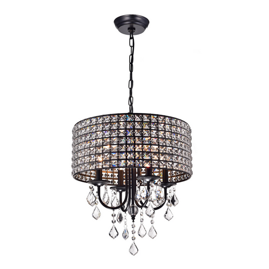 HD Direct 4-Light Drum Black Chandelier