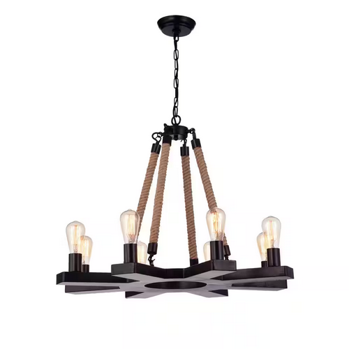 HD Direct 8-Light Brownish Black Candle Style Wagon Wheel Chandelier