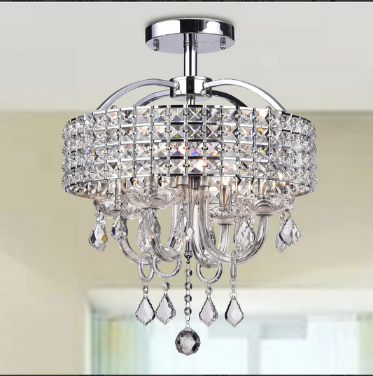 HD Direct 4-light Semi-Flush Drum Chandelier Chrome