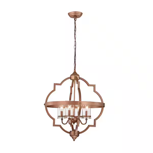 HD Direct 4-Light Antique Gold Globe Chandelier for Dining/Living Room