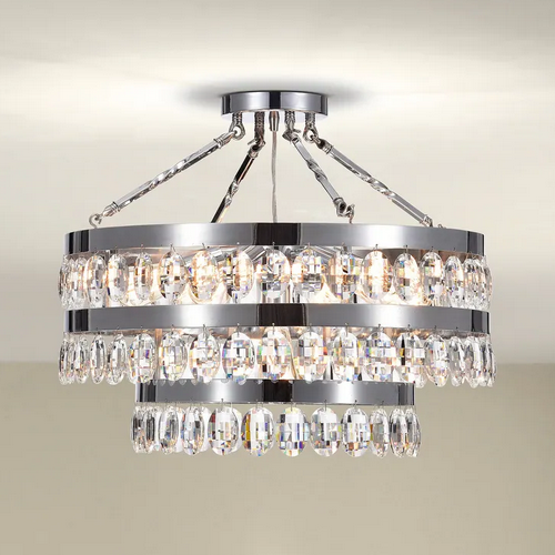 HD Direct 7-Light Crystal Chandelier Style Semi Flush Mount