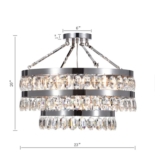 HD Direct 7-Light Crystal Chandelier Style Semi Flush Mount