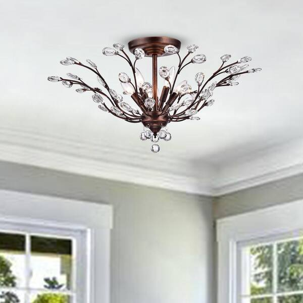 HD Direct 5-Light Brownish Black Cluster Semi-Flush Mount