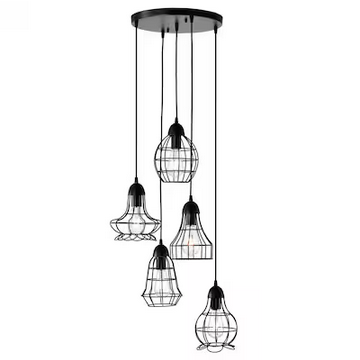 HD Direct 5 -Light Black Modern/Contemporary Cone Large Hanging Pendant light