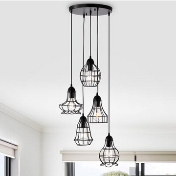 HD Direct 5 -Light Black Modern/Contemporary Cone Large Hanging Pendant light