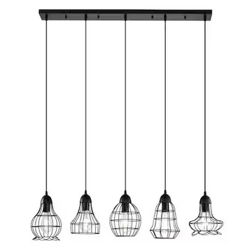 HD Direct 5 -Light Black Modern/contemporary Linear Large Hanging Kitchen island light