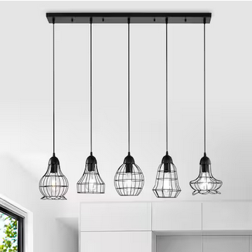 HD Direct 5 -Light Black Modern/contemporary Linear Large Hanging Kitchen island light