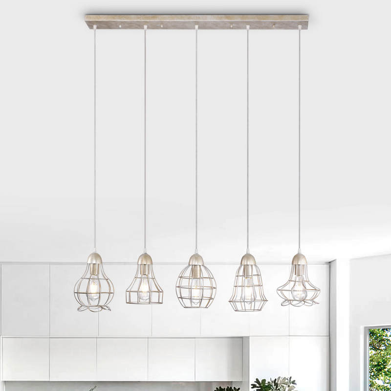 HD Direct Camaret 5-Light Kitchen Island Pendant - Antique Silver