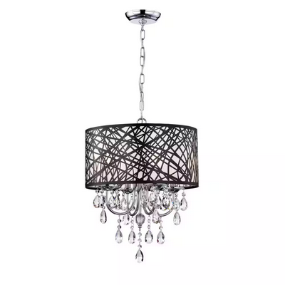 HD Direct 4-Light Black Drum Chandelier