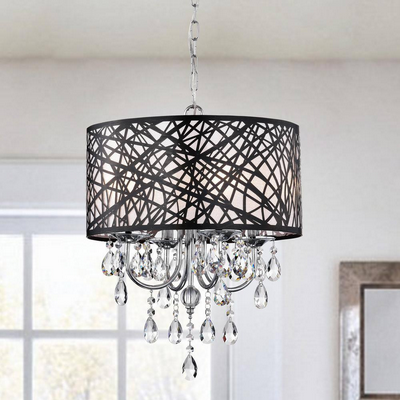 HD Direct 4-Light Black Drum Chandelier