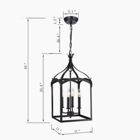 HD Direct 4-Light Black Lantern Pendant