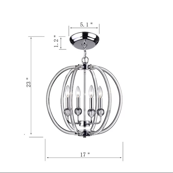 HD Direct 4 - Light Dimmable Globe Chandelier