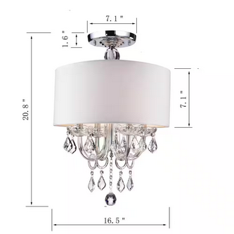 HD Direct 4-Light Chrome Semi-Flush Mount with White Fabric Shade