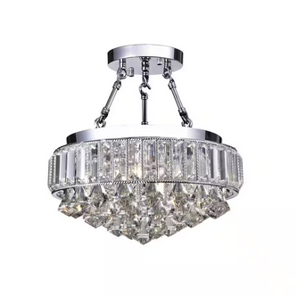 HD Direct 14 in. 4-Light Chrome Modern Semi- Flush Mount