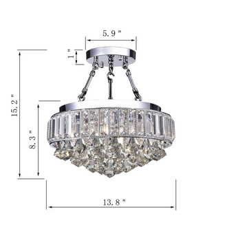 HD Direct 14 in. 4-Light Chrome Modern Semi- Flush Mount