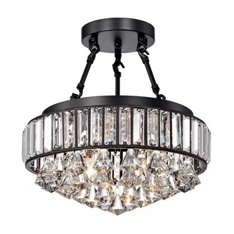 HD Direct 13.8 in. 4-Light Black Semi- Flush Mount