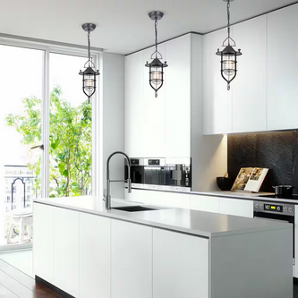 HD Direct 1 Light Black Shaded Pendant Light