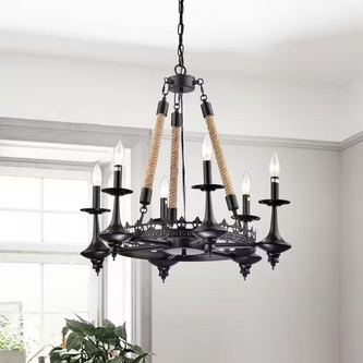 HD Direct 6-Light Candle Style Black Chandelier