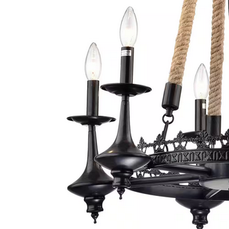 HD Direct 6-Light Candle Style Black Chandelier