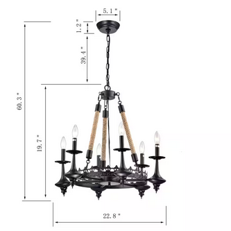 HD Direct 6-Light Candle Style Black Chandelier