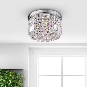 HD Direct 9-in Chrome Metal Ceiling Light Mount