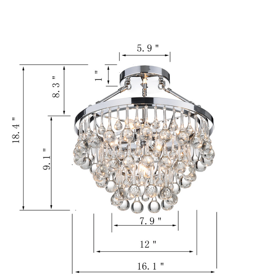 HD Direct 5-Light Tiered Crystal Semi-Flush Mount