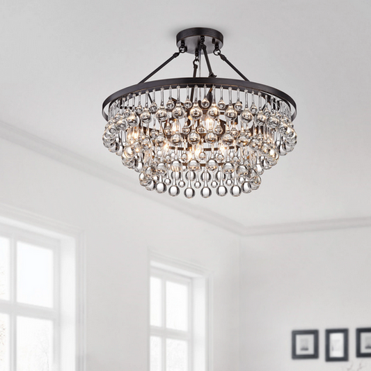 HD Direct 9-Light Tiered Crystal Semi-Flush Mount