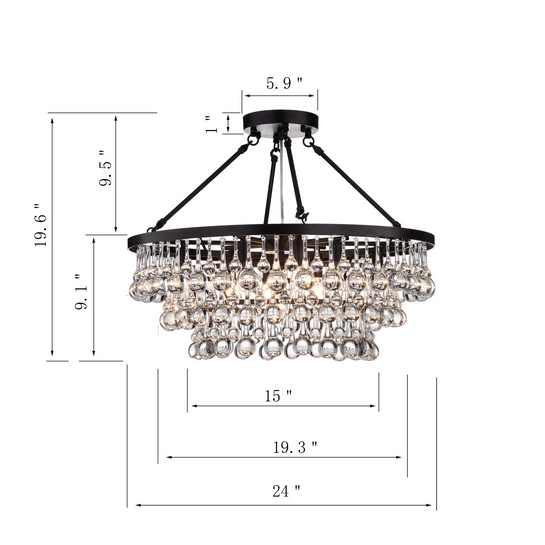 HD Direct 9-Light Tiered Crystal Semi-Flush Mount