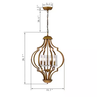 HD Direct 4-Light Gold Lantern Style Chandelier