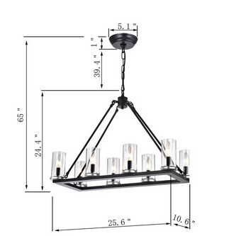 HD Direct 8-Light Black Chandelier