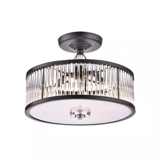 HD Direct 16.9 in. Coffee Black Semi-Flush Mount