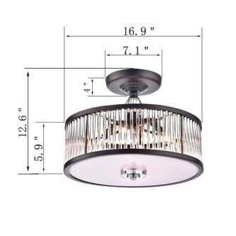 HD Direct 16.9 in. Coffee Black Semi-Flush Mount